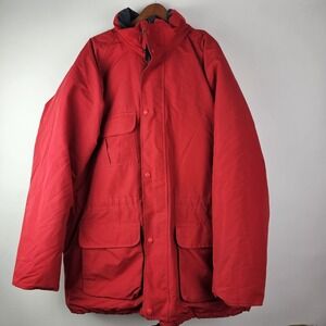 Eddie Bauer Goose Down Mens 2XLT Ridgeline Puffer Jacket Red Hooded Parka Gortex